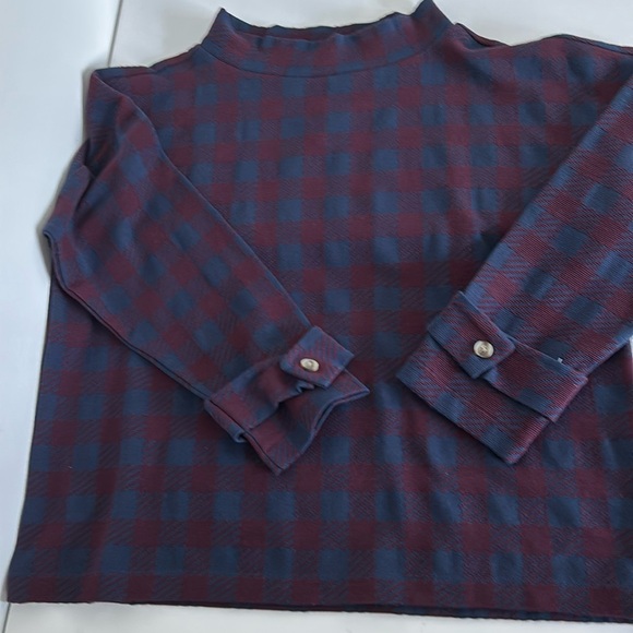 Ann Taylor Top Sz Large Plaid Mock Neck NWT Corpcore Office Chic Business Casual - Picture 11 of 12